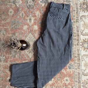 Frank & Oak Women's Blue Checkered Cropped Pants
